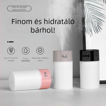 Autóban használható párásító illóolaj-atomizálóval és levegőtisztítóval, műanyag ház, USB 5V, 2–5W