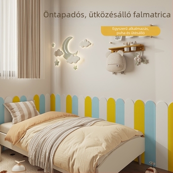 Ágy körüli dekoratív fali matrica - vastagított öntapadós ütésvédő, 3D XPE hab, 1 db