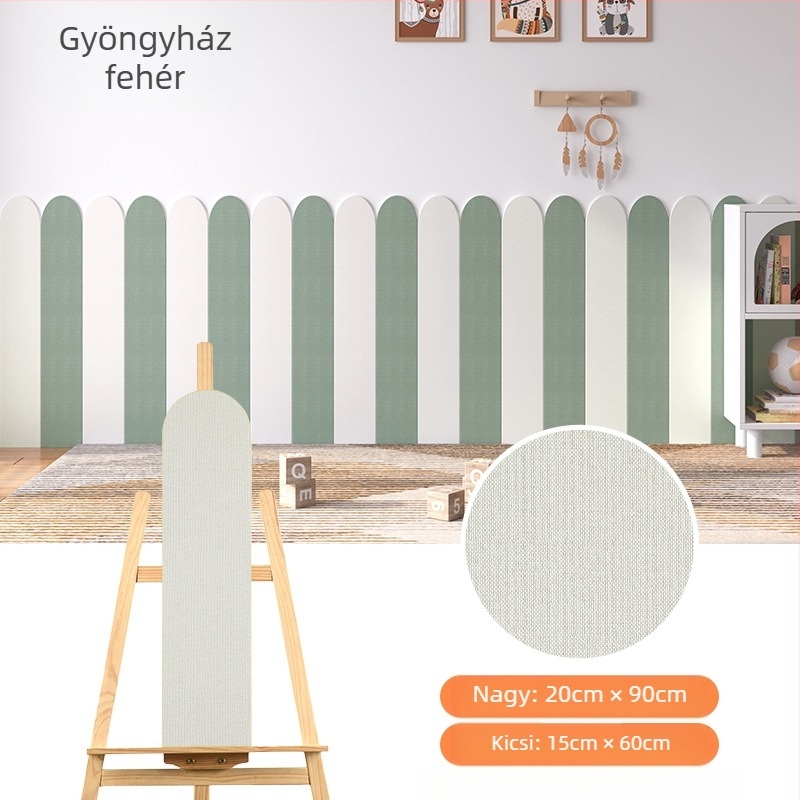 Ágy körüli dekoratív fali matrica - vastagított öntapadós ütésvédő, 3D XPE hab, 1 db
