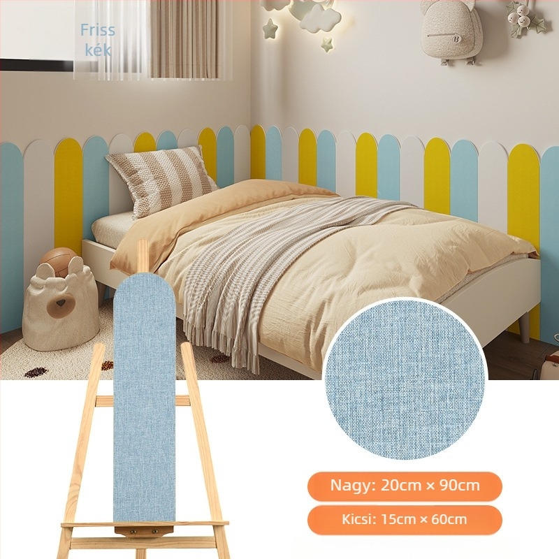 Ágy körüli dekoratív fali matrica - vastagított öntapadós ütésvédő, 3D XPE hab, 1 db