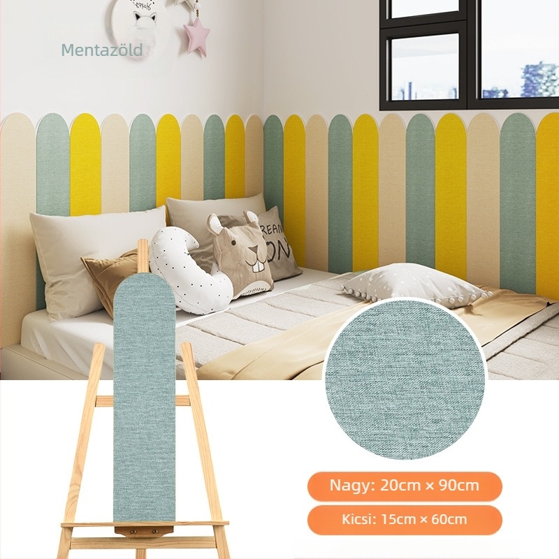 Ágy körüli dekoratív fali matrica - vastagított öntapadós ütésvédő, 3D XPE hab, 1 db