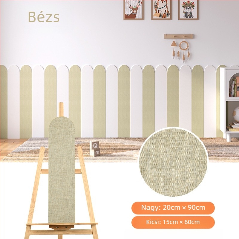 Ágy körüli dekoratív fali matrica - vastagított öntapadós ütésvédő, 3D XPE hab, 1 db