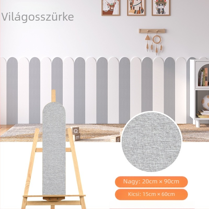 Ágy körüli dekoratív fali matrica - vastagított öntapadós ütésvédő, 3D XPE hab, 1 db