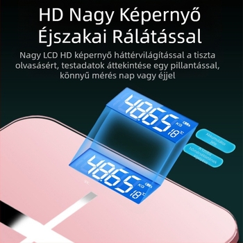 SUZI Testsúlymérleg otthoni használatra, 180 kg teherbírás, USB töltés vagy AA elem