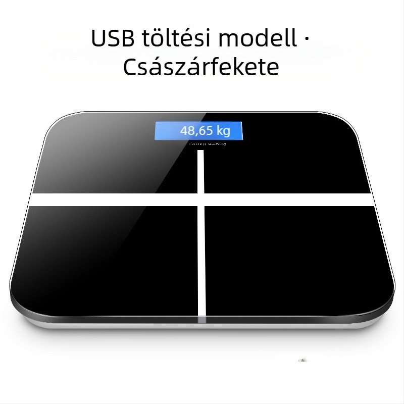 SUZI Testsúlymérleg otthoni használatra, 180 kg teherbírás, USB töltés vagy AA elem