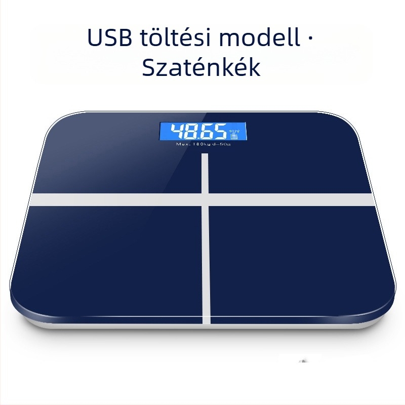 SUZI Testsúlymérleg otthoni használatra, 180 kg teherbírás, USB töltés vagy AA elem