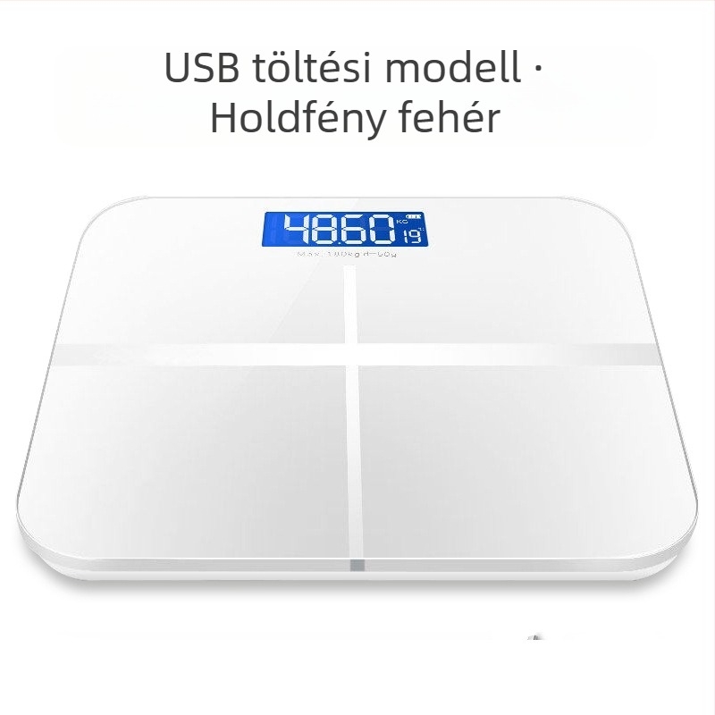 SUZI Testsúlymérleg otthoni használatra, 180 kg teherbírás, USB töltés vagy AA elem