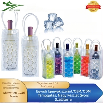 Hordozható, hajtogatható méhsejt mintázatú borosüveg-hűtő taska géllel, testreszabható dupla rétegvastagsággal