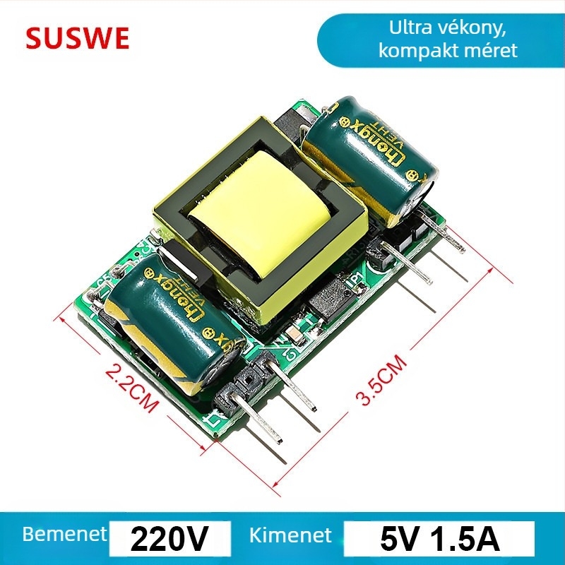 SUSWE Kapcsolt tápellátás panel ülés alátét fűtéséhez, beépített modul, kimenet 24V/12V, 88% hatékonyság, tömeg 202 g, védelmi szint II