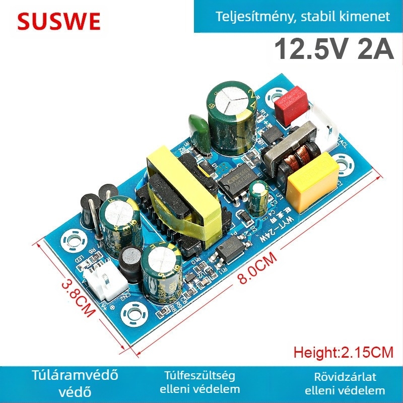 SUSWE Kapcsolt tápellátás panel ülés alátét fűtéséhez, beépített modul, kimenet 24V/12V, 88% hatékonyság, tömeg 202 g, védelmi szint II