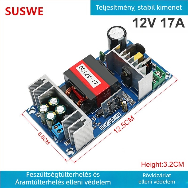 SUSWE Kapcsolt tápellátás panel ülés alátét fűtéséhez, beépített modul, kimenet 24V/12V, 88% hatékonyság, tömeg 202 g, védelmi szint II