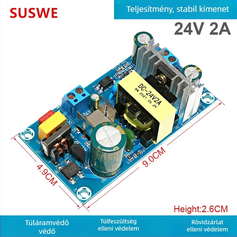 SUSWE Kapcsolt tápellátás panel ülés alátét fűtéséhez, beépített modul, kimenet 24V/12V, 88% hatékonyság, tömeg 202 g, védelmi szint II