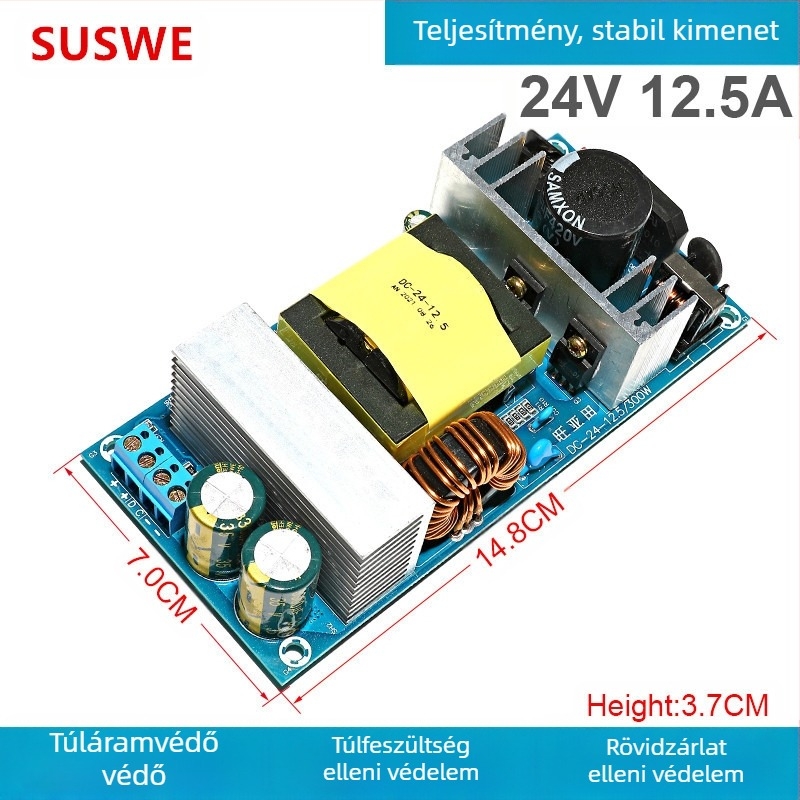 SUSWE Kapcsolt tápellátás panel ülés alátét fűtéséhez, beépített modul, kimenet 24V/12V, 88% hatékonyság, tömeg 202 g, védelmi szint II