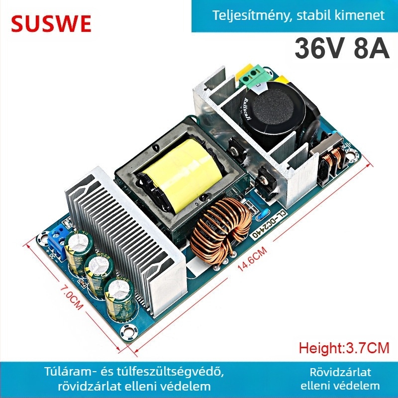 SUSWE Kapcsolt tápellátás panel ülés alátét fűtéséhez, beépített modul, kimenet 24V/12V, 88% hatékonyság, tömeg 202 g, védelmi szint II