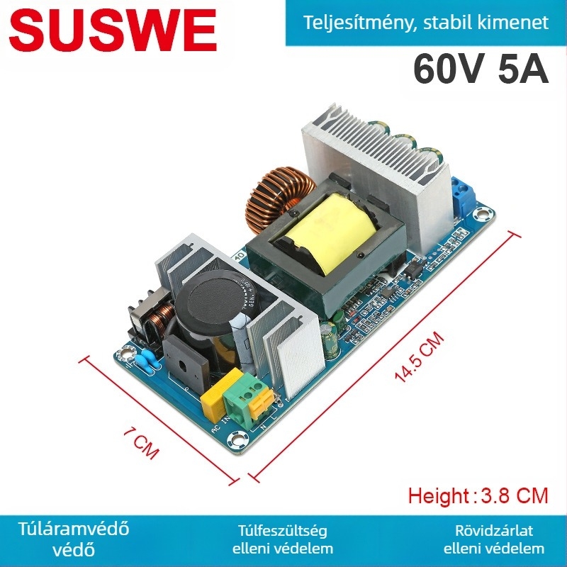 SUSWE Kapcsolt tápellátás panel ülés alátét fűtéséhez, beépített modul, kimenet 24V/12V, 88% hatékonyság, tömeg 202 g, védelmi szint II