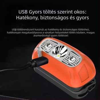 LED fejhallgató 5W, 800 mAh akkumulátor, újratöltető, kézi nyomásos energia, hatótáv akár 500 m, ABS ház