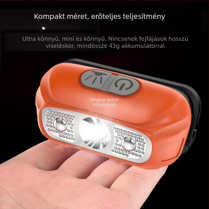 LED fejhallgató 5W, 800 mAh akkumulátor, újratöltető, kézi nyomásos energia, hatótáv akár 500 m, ABS ház