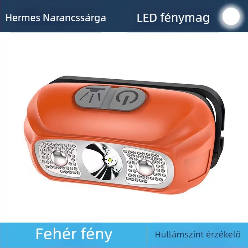 LED fejhallgató 5W, 800 mAh akkumulátor, újratöltető, kézi nyomásos energia, hatótáv akár 500 m, ABS ház