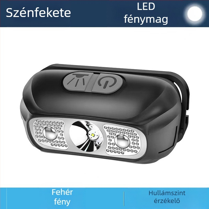 LED fejhallgató 5W, 800 mAh akkumulátor, újratöltető, kézi nyomásos energia, hatótáv akár 500 m, ABS ház