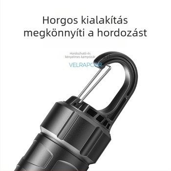 Multifunkcionális kültéri zseblámpa kampóval, kézi töltéssel, LED COB oldalsó fény és digitális teljesítmény-kijelző