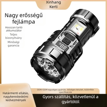 Hordozható LED zseblámpa, újratölthető, akár 5W, 400 mAh akkumulátor, hatótáv 100–200 m, kulcstartóval és többfunkciós kialakítással, túrázásra, kempingezésre és sürgősségi felhasználásra