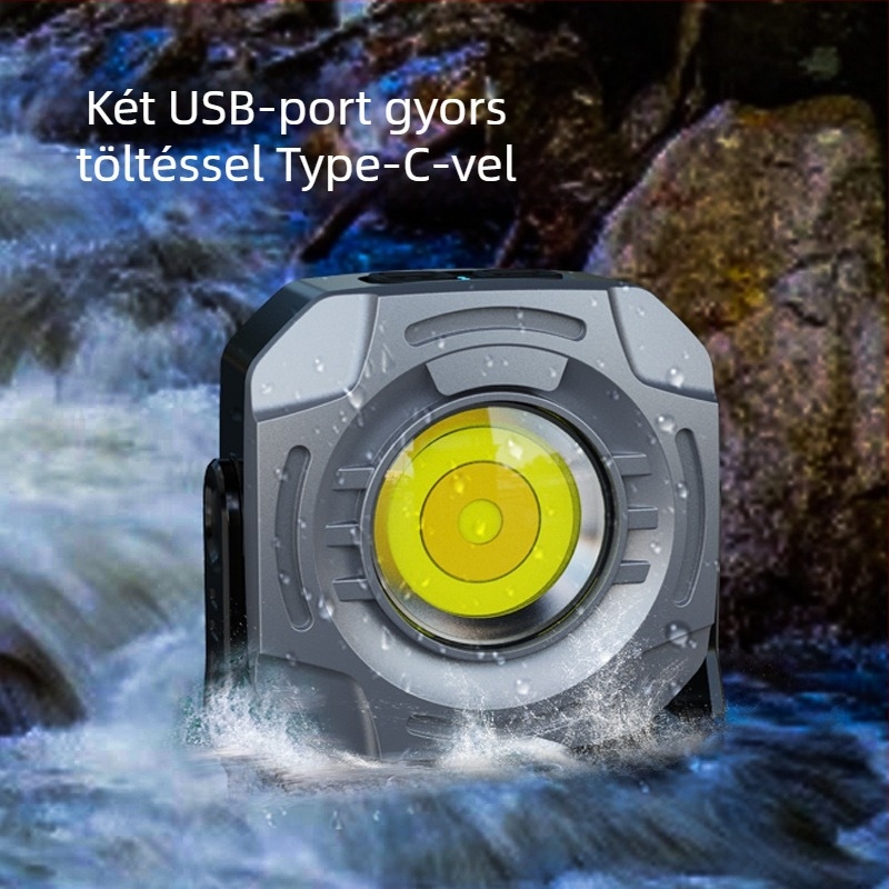 LED kézi kemping- és fotózáshoz használt lámpa, 8W, 3.7V, USB töltés, nyomógombos kapcsoló