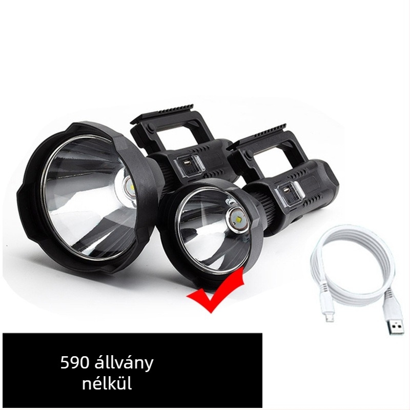 LED hordozható keresőlámpa, USB töltéses, 8000mAh, 30W, 360° forgás, kültéri vízálló vészvilágítás
