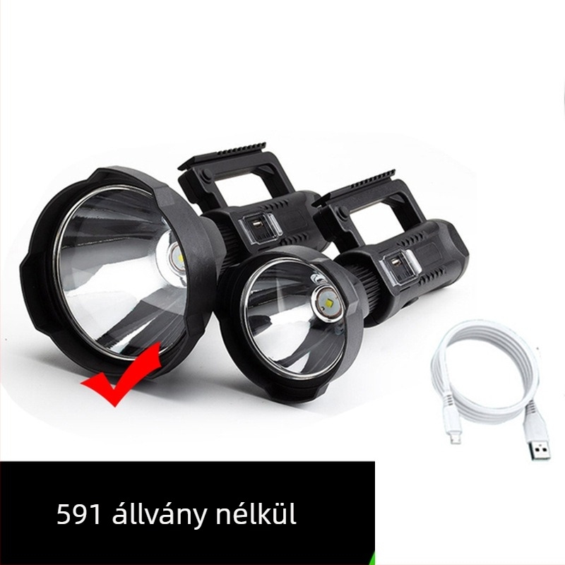 LED hordozható keresőlámpa, USB töltéses, 8000mAh, 30W, 360° forgás, kültéri vízálló vészvilágítás