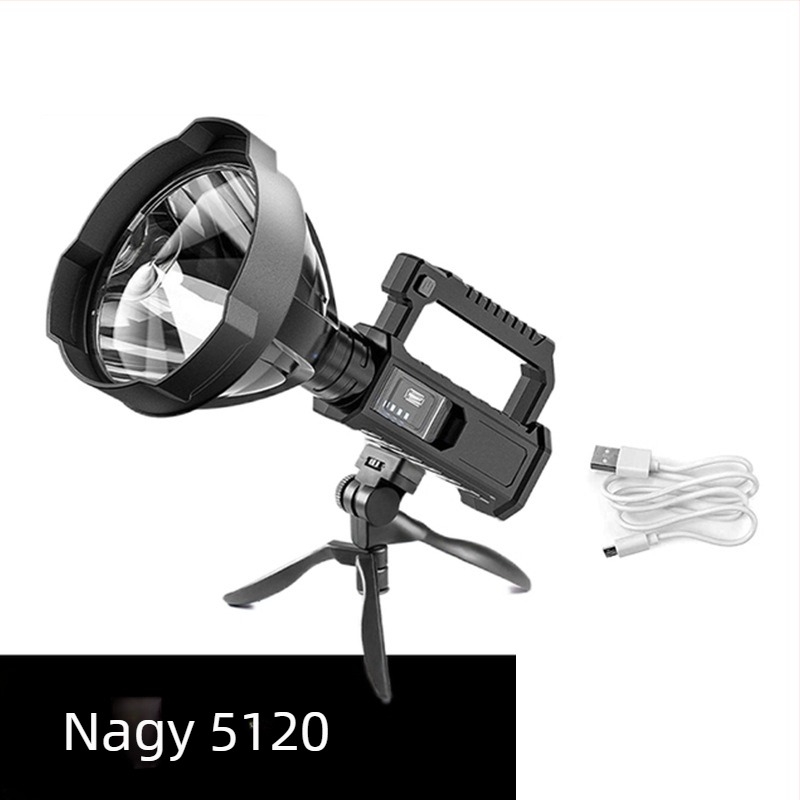 LED hordozható keresőlámpa, USB töltéses, 8000mAh, 30W, 360° forgás, kültéri vízálló vészvilágítás