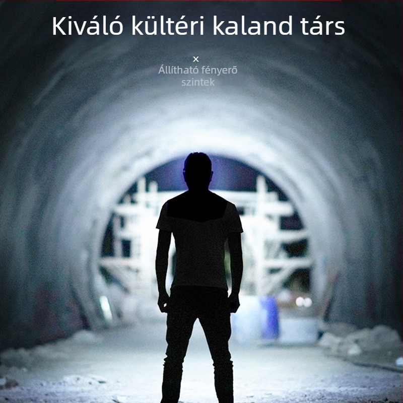 Fejlámpa COB LED-del, USB-s töltés, 30 W, 1200 mAh, fénysugár 200–500 m, kempingezéshez és szabadban