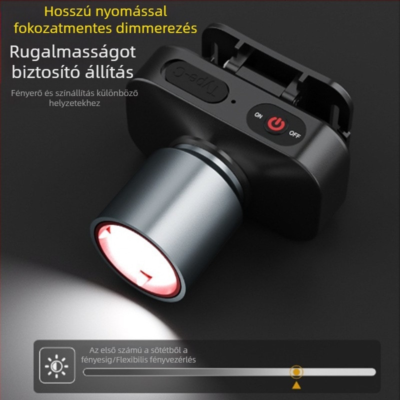 LED fejlámpa, 10W, 800mAh, USB újratölthető, kültéri használatra