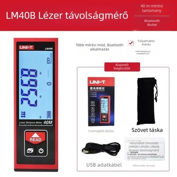 Lézeres távolságmérő, kézi, LM40+ sorozat, infravörös mérés, nagy pontosság, beltéri dekorációhoz