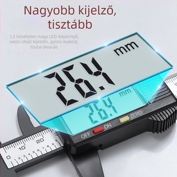 Enjoy digitális tolómérő rozsdamentes acél testtel, mélységmérő rúddal, tartomány 0–150 mm