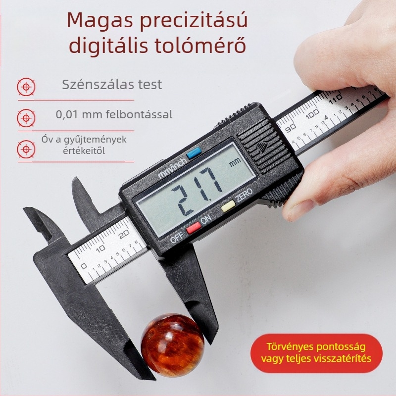 Enjoy digitális tolómérő rozsdamentes acél testtel, mélységmérő rúddal, tartomány 0–150 mm