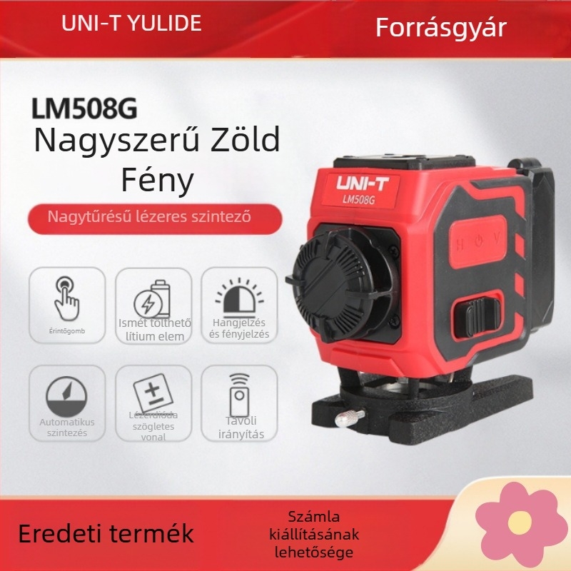 Youlide lézeres szintező LM508G/LM512G/LM516G – 8/12/16 vonalas, 0–30 m hatótáv