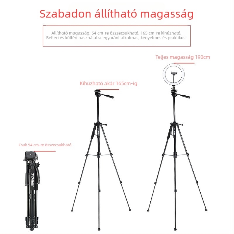 ZoMei 3D fejű állvány alumínium ötvözetből, 4 részes lábak, teherbírás 2–5 kg, gyorskioldó lemez