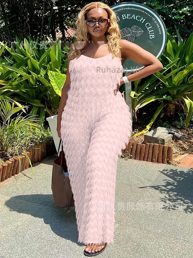 Női ujjatlan overál, magas deréknál, egyenes nadrág, poliészter és spandex anyagú, mikroelasztikus, iroda/stílus, 2025 tavasz kiadás