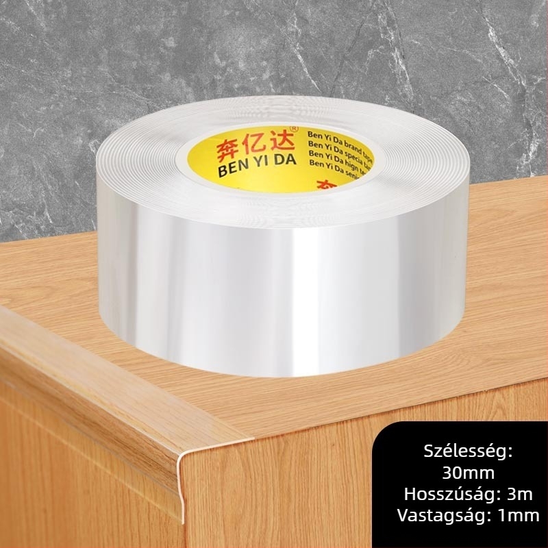 Akril sarokvédő szalag, egynoldalas nano ragasztóval, vízálló, varrat nélküli, átlátszó