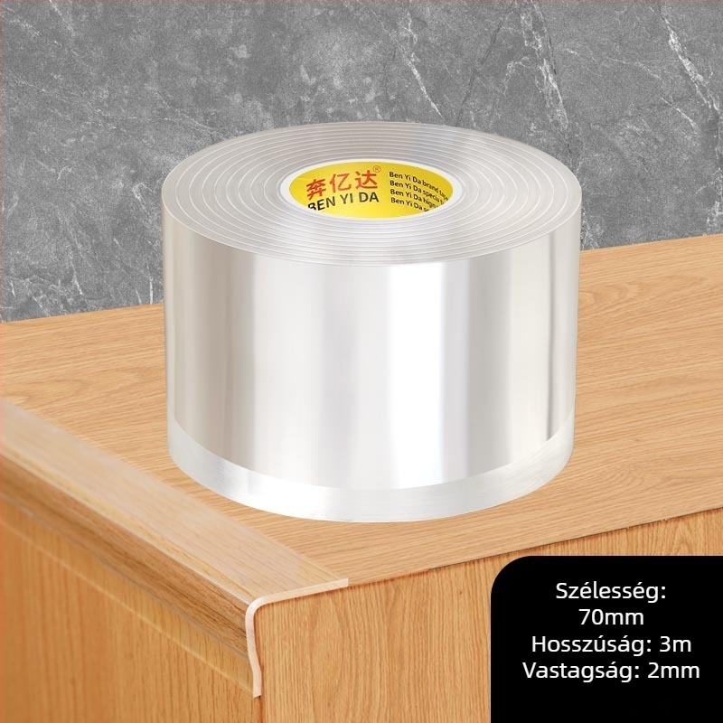 Akril sarokvédő szalag, egynoldalas nano ragasztóval, vízálló, varrat nélküli, átlátszó