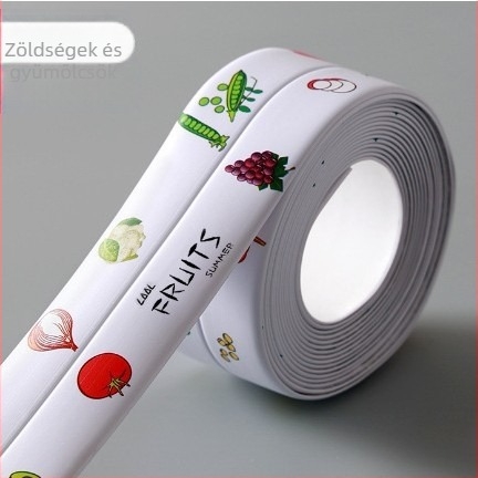 PVC falikép matrica konyha és fürdőszoba számára — vízálló, penész-ellenálló, anti-fouling; öntapadós; minták: csíkok, egyszínű, szív, növények.