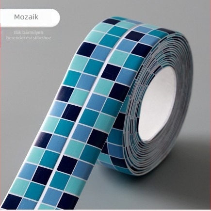 PVC falikép matrica konyha és fürdőszoba számára — vízálló, penész-ellenálló, anti-fouling; öntapadós; minták: csíkok, egyszínű, szív, növények.