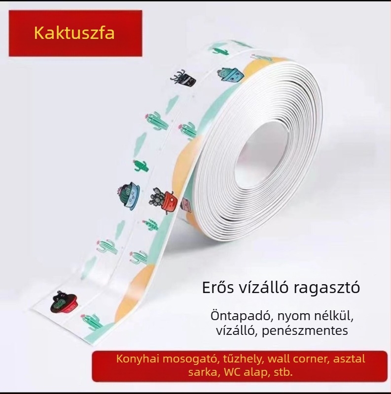 PVC falikép matrica konyha és fürdőszoba számára — vízálló, penész-ellenálló, anti-fouling; öntapadós; minták: csíkok, egyszínű, szív, növények.