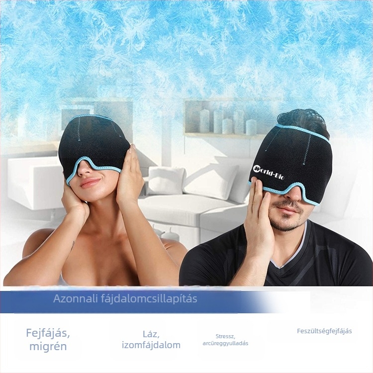 Fejre rögzíthető hűtő sapka gél töltettel, hűtésre és fizioterápiára | Nylon anyag, gél töltet, 860 g