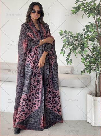 Three Small Houses plisírozott poliészter kardigán, hosszú ujjú, hosszú külső ruházat, 2025 nyár