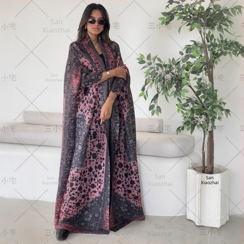 Three Small Houses plisírozott poliészter kardigán, hosszú ujjú, hosszú külső ruházat, 2025 nyár