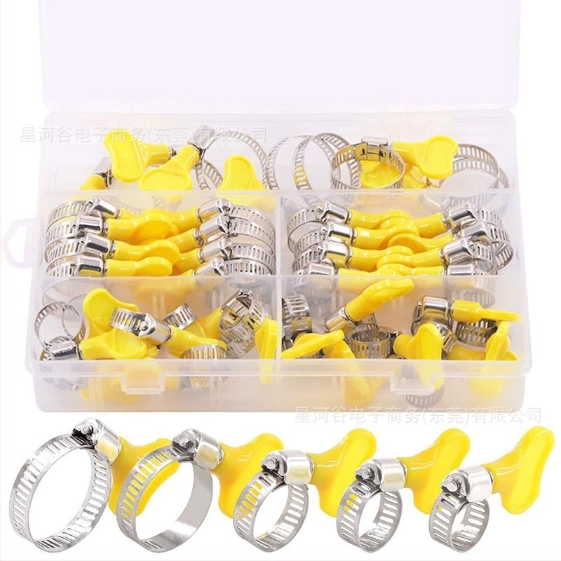 201 rozsdamentes acél fogantyús tömlőbilincs – névleges Ø8–29 mm, rögzítő Ø4–10 mm, cső rögzítéséhez, Galaxy Valley