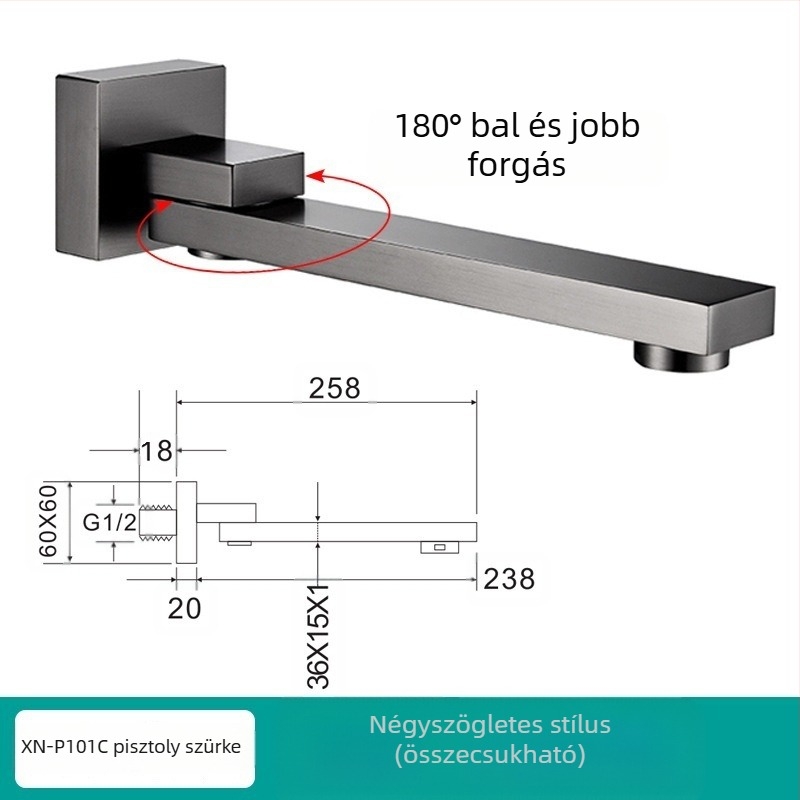 Rejtett réz csap a zuhanyhoz és mosdóhoz, menetes csatlakozás, 6 MPa, 1–80°C, modern stílus