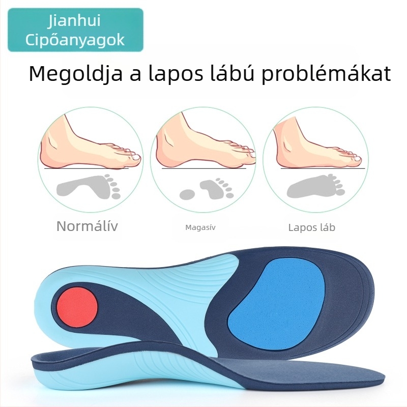 Uniszex EVA talpbetét ív-támogató és plató-lábtartó korrekcióhoz, teljes talpbetét, modell JF377, kompatibil sportcipőkhöz, bőrcipőkhöz és munkacipőkhöz