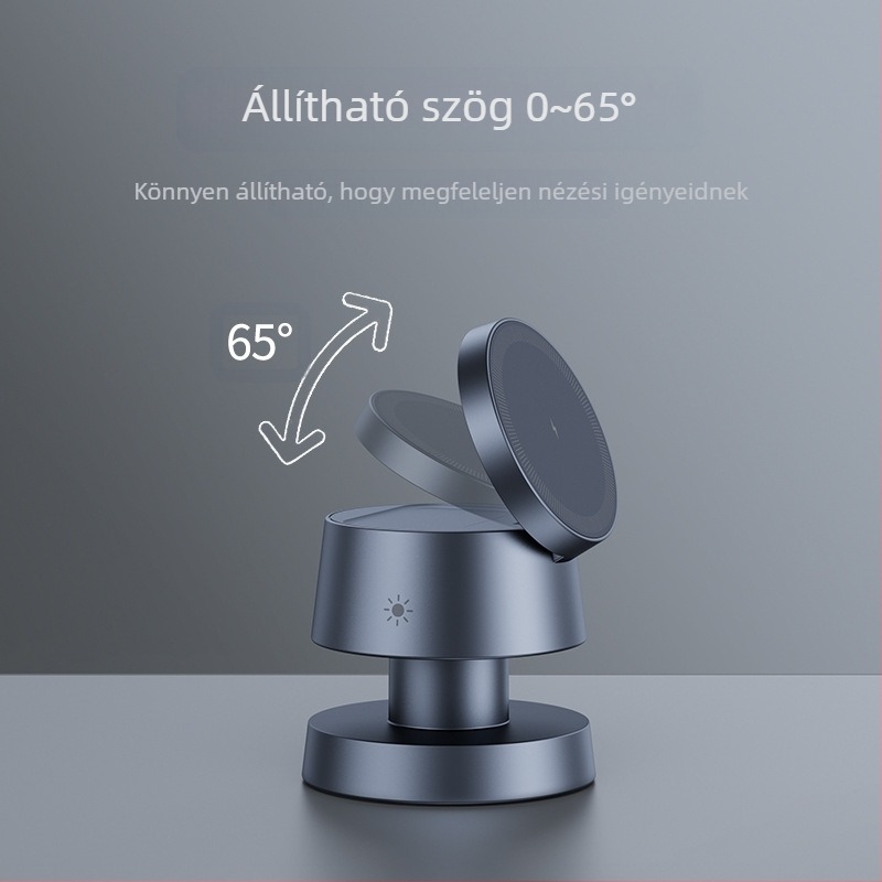 Alumínium ötvözetből készült négy az egyben asztali vezeték nélküli töltő olvasólámpa gomba alakú dizájnnal, kompatibilis Apple mágneses hajtogatható töltővel QC3.0 15W kijelző nélkül CE FCC ROHS