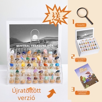 Kristály-geometriai díszgyűjtemény – ásványi kristály példányok, karton csomagolás, modern minimalist stílus